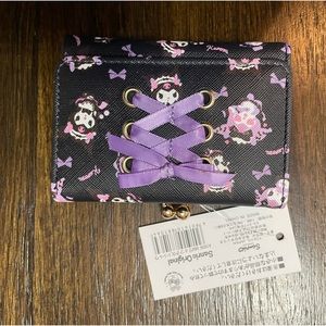 Sanrio hello kitty and friends kuromi lace purple trifold Wallet with coin purse